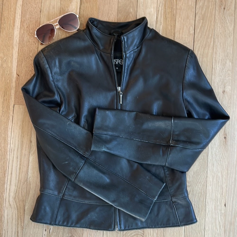 Black leather women’s jacket, Size Medium